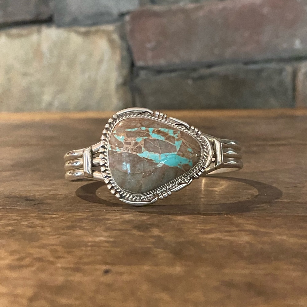 J Nelson Turquoise & Silver Cuff Bracelet - Picture 4 of 9
